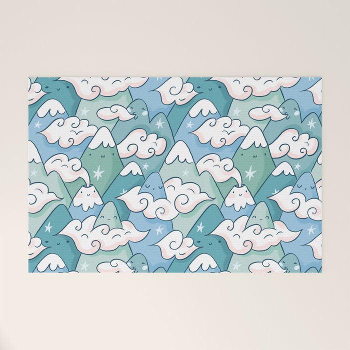 Cute mountains in clouds Welcome Mat Gallery Image 1