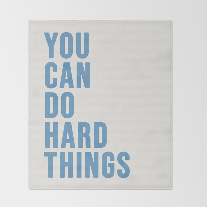 You Can Do Hard Things Cream & Blue Throw Blanket Gallery Image 2