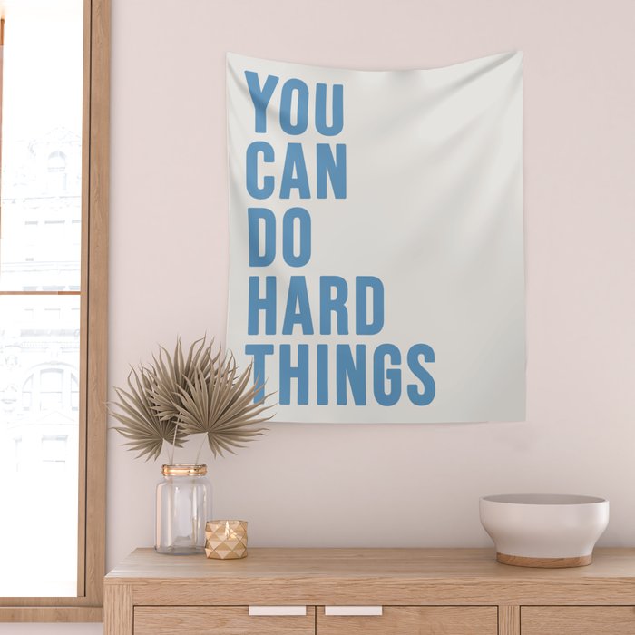 You Can Do Hard Things Cream & Blue Wall Tapestry Gallery Image 2