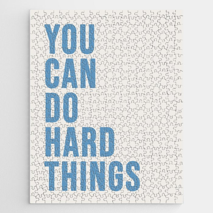 You Can Do Hard Things Cream & Blue Jigsaw Puzzle Gallery Image 1