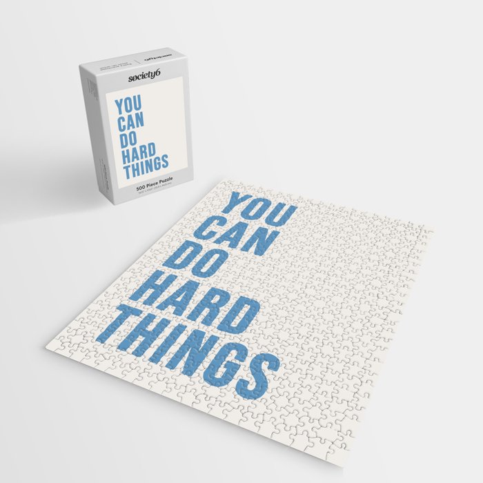 You Can Do Hard Things Cream & Blue Jigsaw Puzzle Gallery Image 2