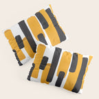 Mid Century Abstract Black & Yellow Fun Pattern Mustard Striped Primitive Stripes Pillow Sham Gallery Image 3