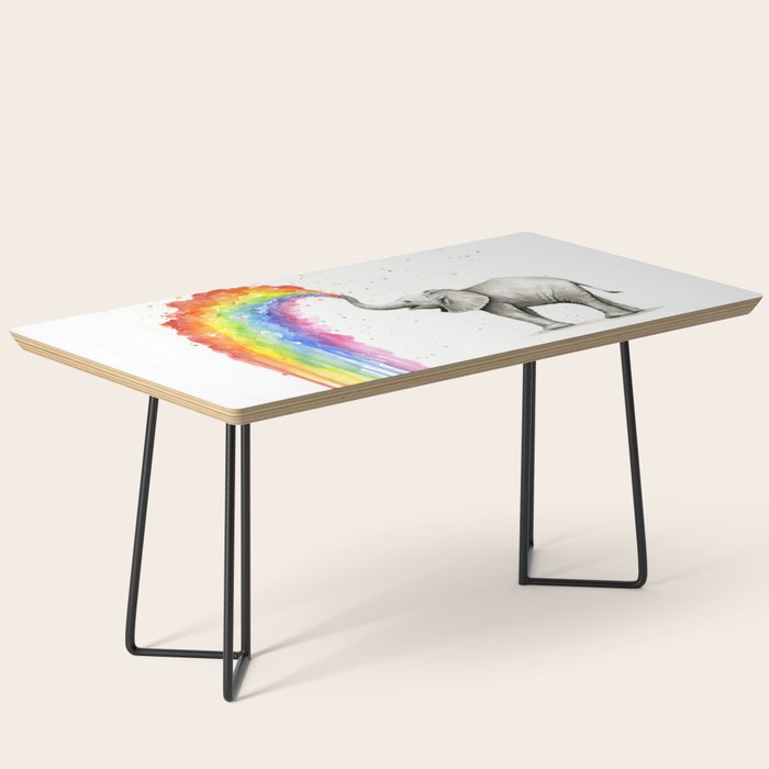Baby Elephant Spraying Rainbow Coffee Table Gallery Image 1
