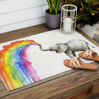Baby Elephant Spraying Rainbow Outdoor Rug Gallery Image 2