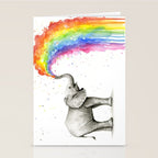 Baby Elephant Spraying Rainbow Stationery Card Gallery Image 2