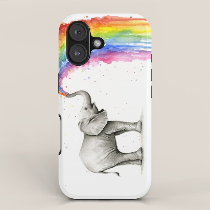 Baby Elephant Spraying Rainbow iPhone Case Gallery Image 1