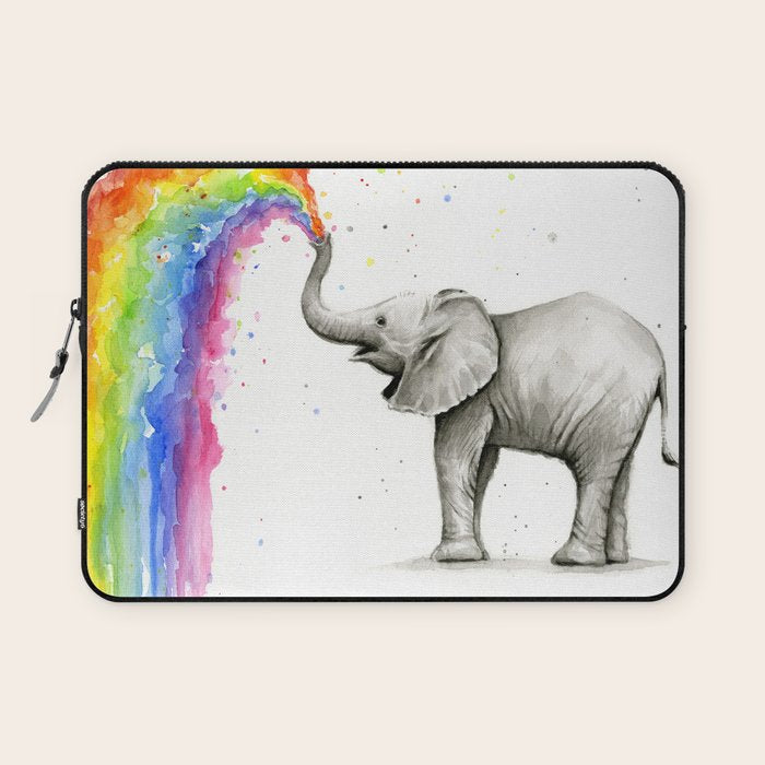 Baby Elephant Spraying Rainbow Laptop Sleeve Gallery Image 1