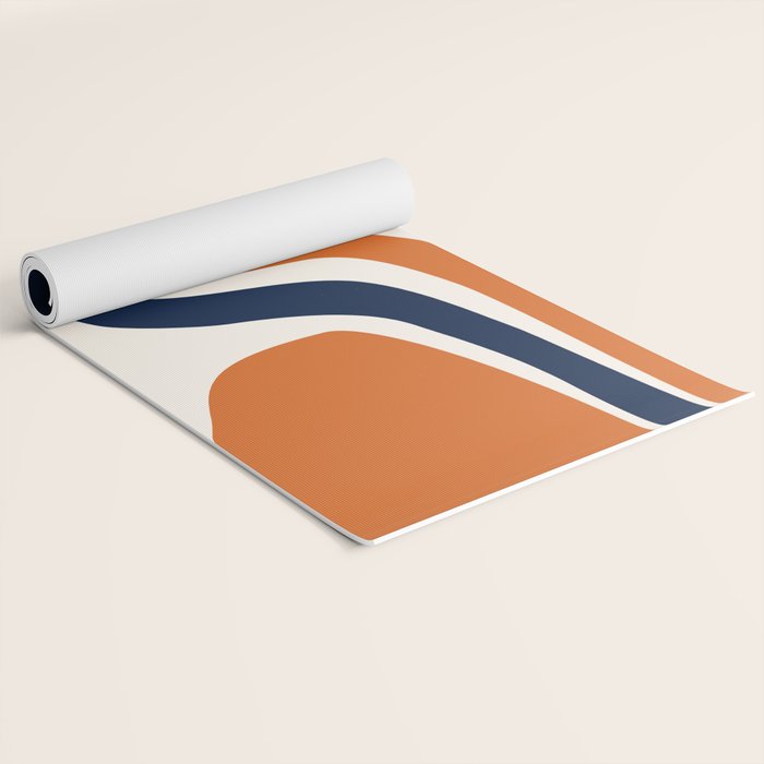 Abstract Shapes 66 in Vintage Orange and Navy Blue Yoga Mat Gallery Image 2