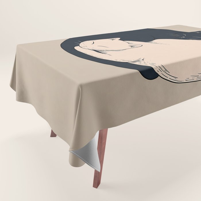 Yin Yang Cats Illustration Tablecloth Gallery Image 1