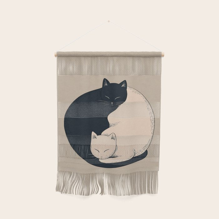 Yin Yang Cats Illustration Wall Hanging Gallery Image 1