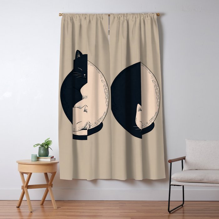 Yin Yang Cats Illustration Window Curtain Gallery Image 5