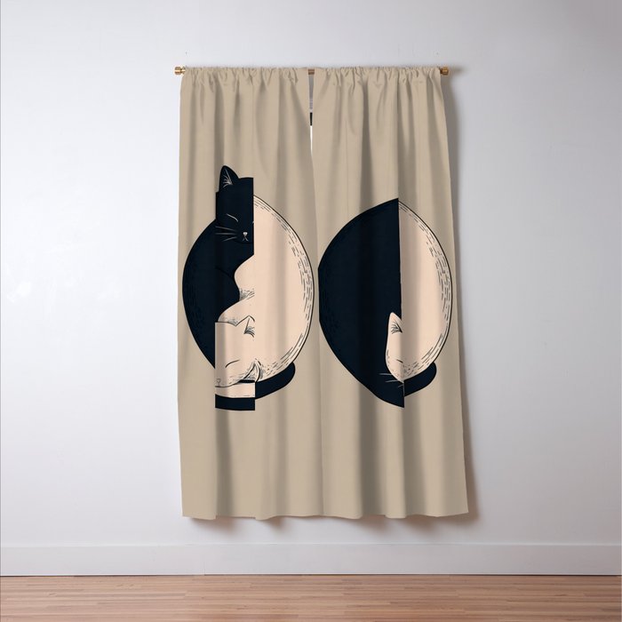Yin Yang Cats Illustration Window Curtain Gallery Image 3