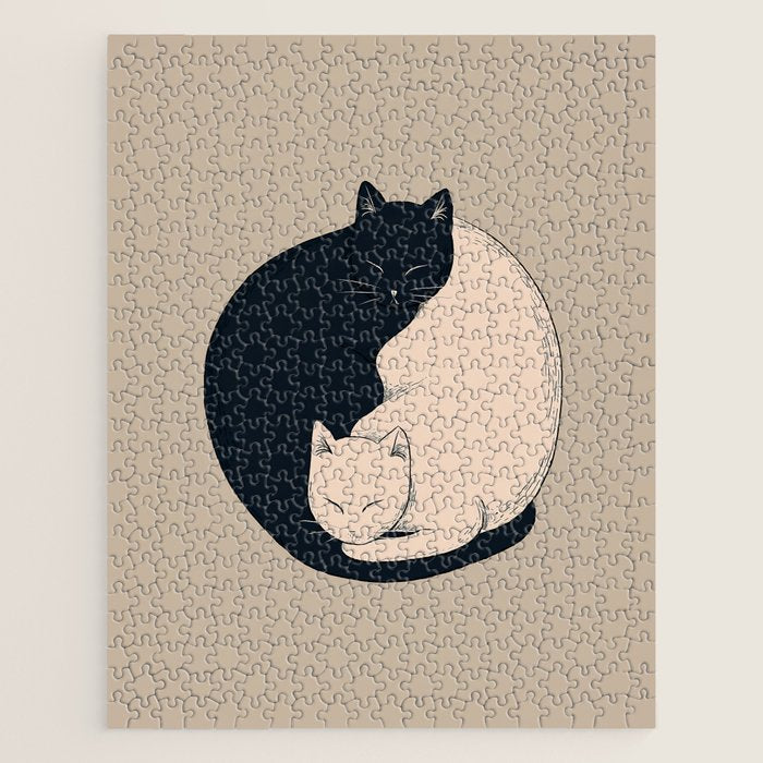 Yin Yang Cats Illustration Jigsaw Puzzle Gallery Image 1