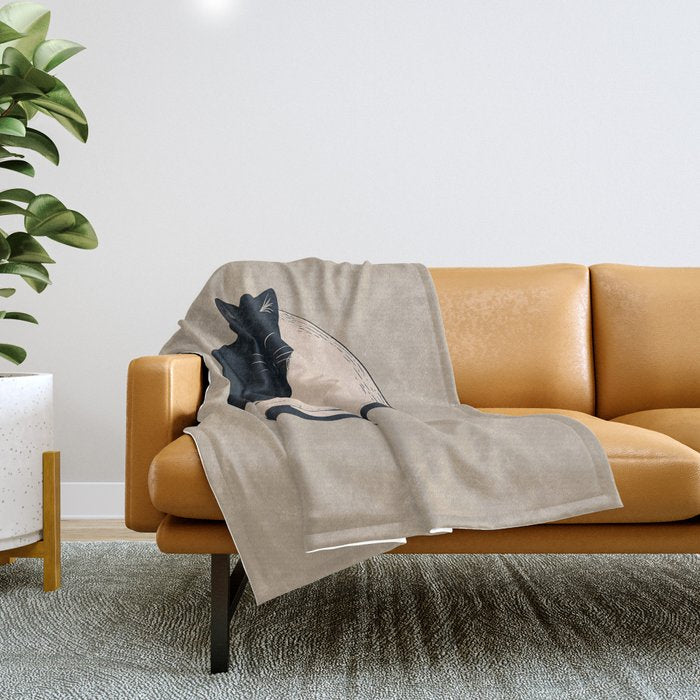Yin Yang Cats Illustration Throw Blanket Gallery Image 1