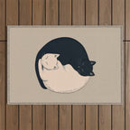 Yin Yang Cats Illustration Outdoor Rug Gallery Image 1