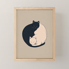 Yin Yang Cats Illustration Mini Art Print Gallery Image 1