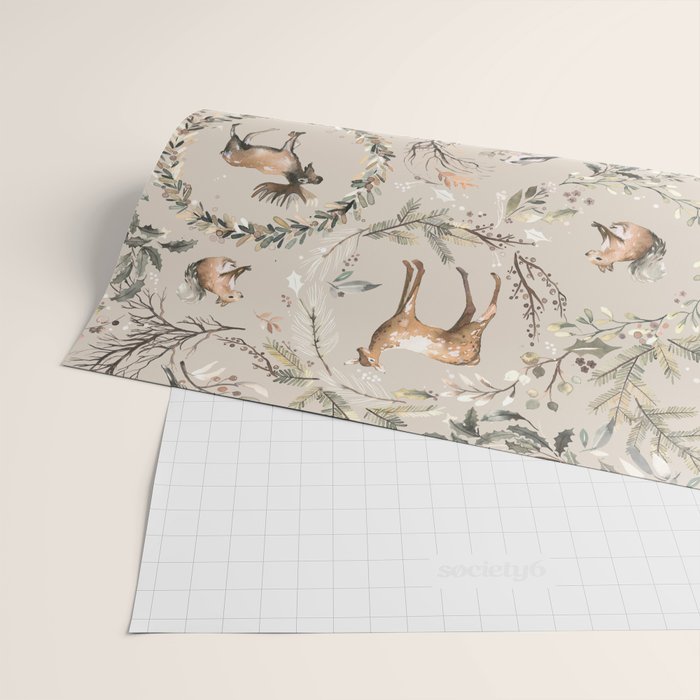 Harvest 2025 Woodland Toile Winter Autumn Animals Forest  Wrapping Paper Gallery Image 2