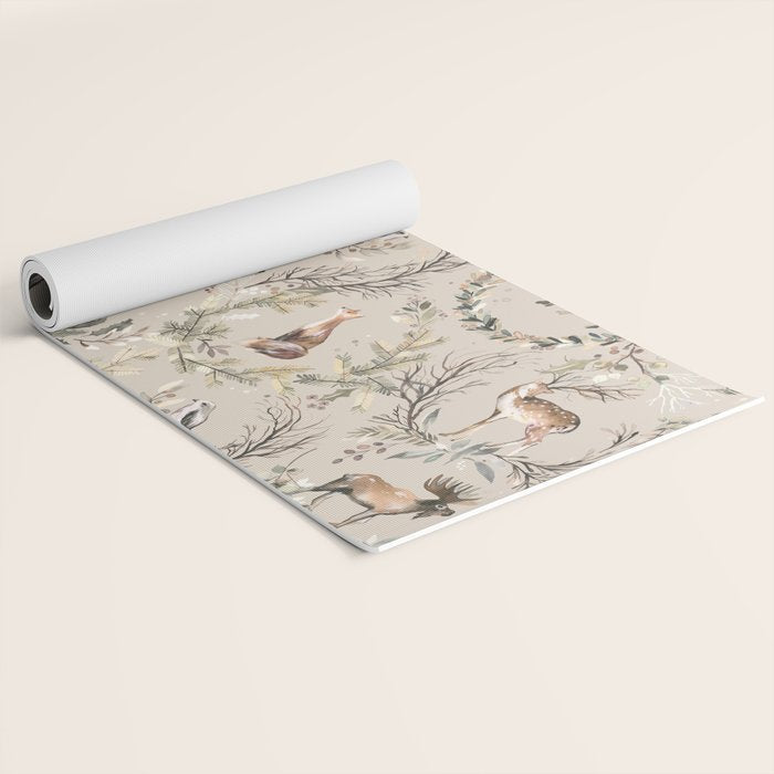 Harvest 2025 Woodland Toile Winter Autumn Animals Forest  Yoga Mat Gallery Image 2