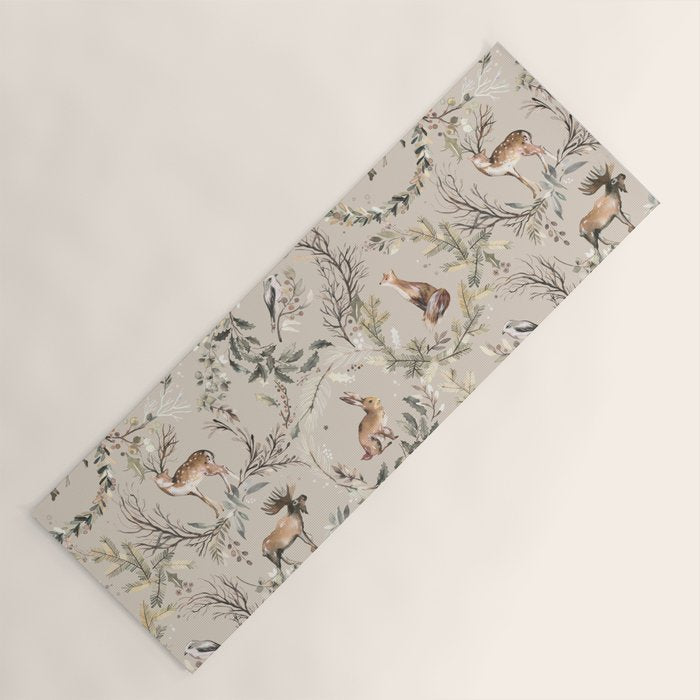Harvest 2025 Woodland Toile Winter Autumn Animals Forest  Yoga Mat Gallery Image 1
