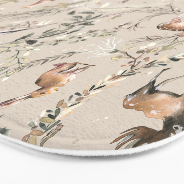 Harvest 2025 Woodland Toile Winter Autumn Animals Forest  Bath Mat Gallery Image 3