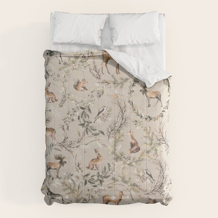 Harvest 2025 Woodland Toile Winter Autumn Animals Forest  Comforter Gallery Image 6