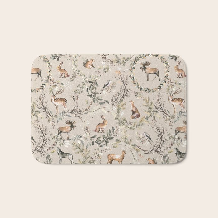 Harvest 2025 Woodland Toile Winter Autumn Animals Forest  Bath Mat Gallery Image 1