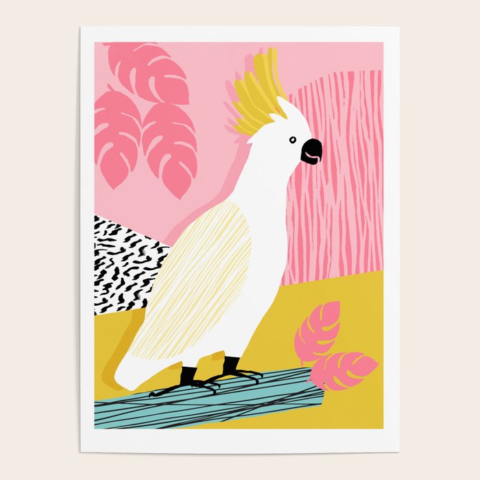 FeelFree - memphis throwback retro bird tropical nature animal parrot cockatoo 1980s 80s pop art Poster Gallery Image 4