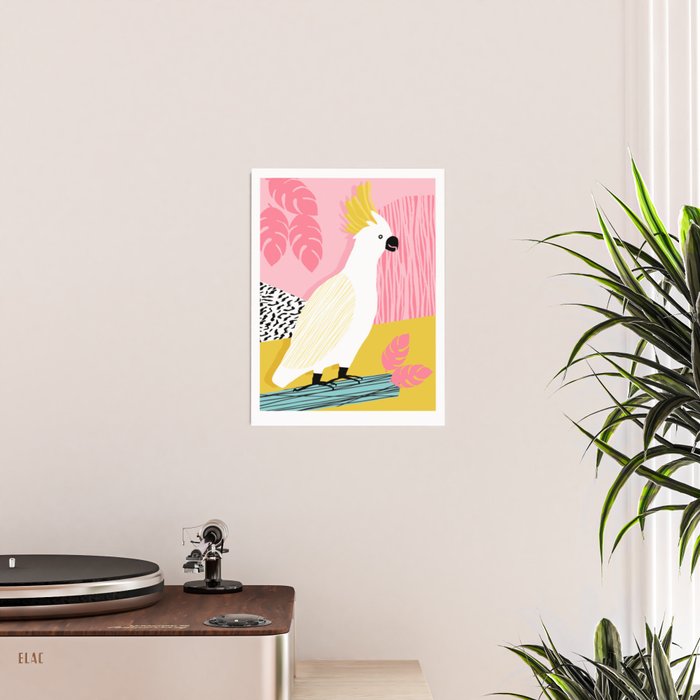 FeelFree - memphis throwback retro bird tropical nature animal parrot cockatoo 1980s 80s pop art Poster Gallery Image 2