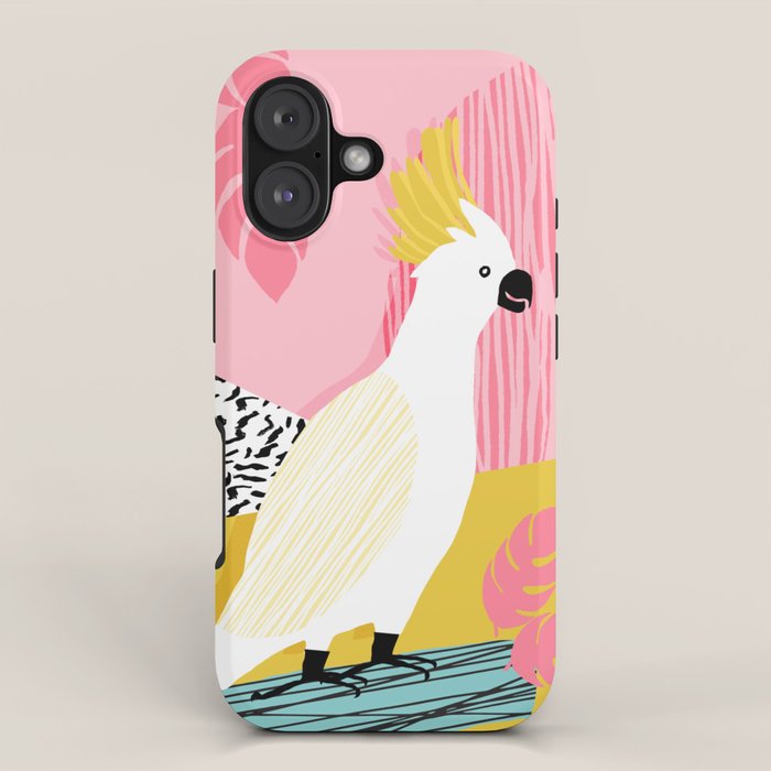 FeelFree - memphis throwback retro bird tropical nature animal parrot cockatoo 1980s 80s pop art iPhone Case Gallery Image 1