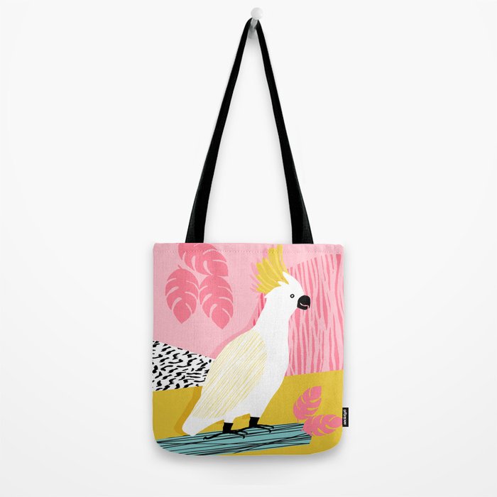 FeelFree - memphis throwback retro bird tropical nature animal parrot cockatoo 1980s 80s pop art Tote Bag Gallery Image 2