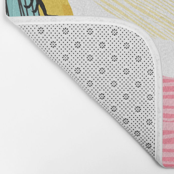 FeelFree - memphis throwback retro bird tropical nature animal parrot cockatoo 1980s 80s pop art Bath Mat Gallery Image 2