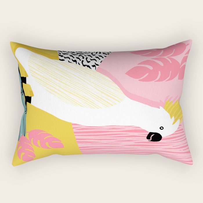FeelFree - memphis throwback retro bird tropical nature animal parrot cockatoo 1980s 80s pop art Rectangular Pillow Gallery Image 2