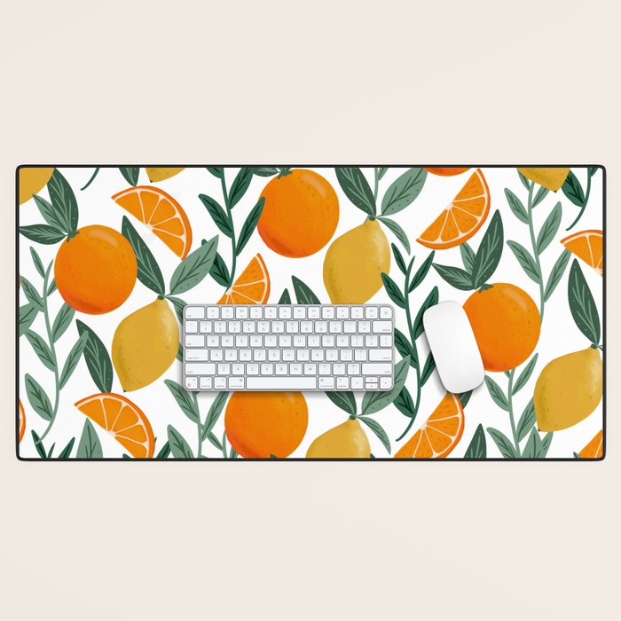 Citrus Fruit Pattern Lemons Oranges Botanical Design Desk Mat Gallery Image 1