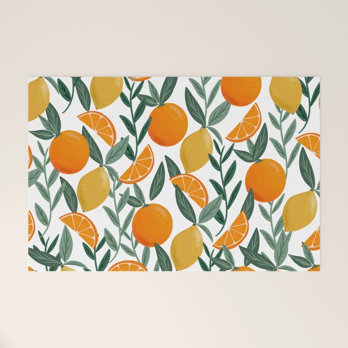 Citrus Fruit Pattern Lemons Oranges Botanical Design Welcome Mat Gallery Image 1
