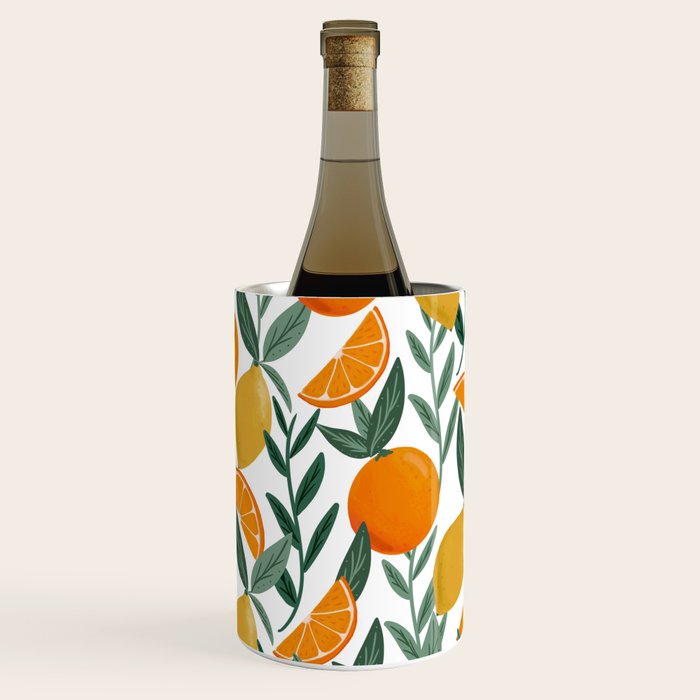 Citrus Fruit Pattern Lemons Oranges Botanical Design Wine Chiller Gallery Image 3