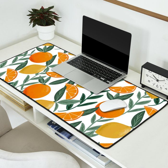 Citrus Fruit Pattern Lemons Oranges Botanical Design Desk Mat Gallery Image 2