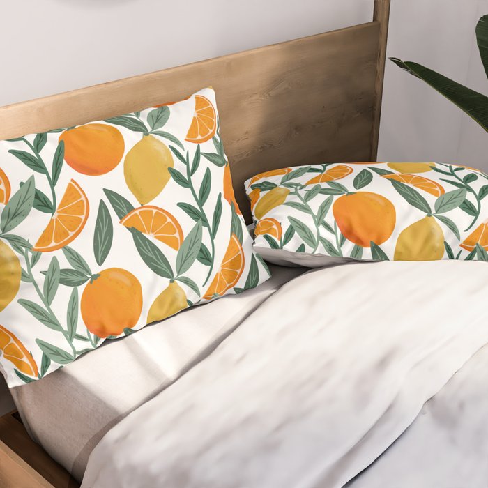 Citrus Fruit Pattern Lemons Oranges Botanical Design Pillow Sham Gallery Image 2
