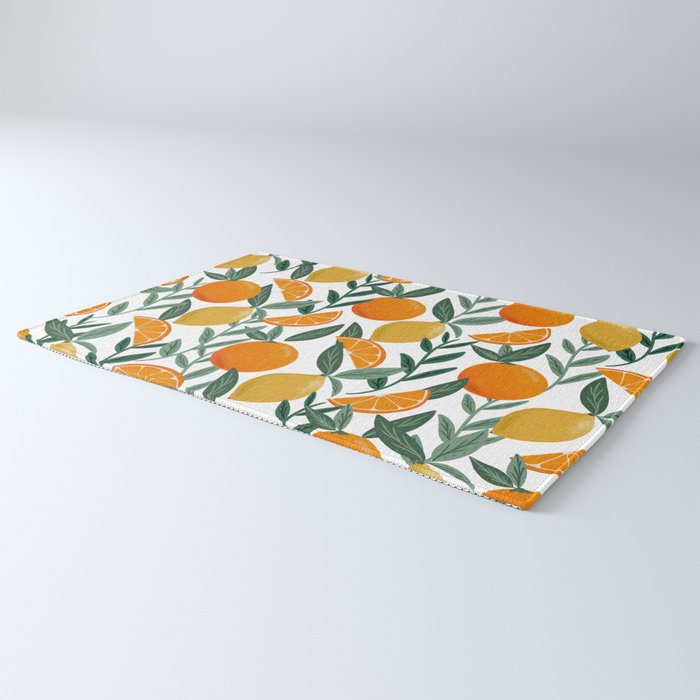 Citrus Fruit Pattern Lemons Oranges Botanical Design Rug Gallery Image 3
