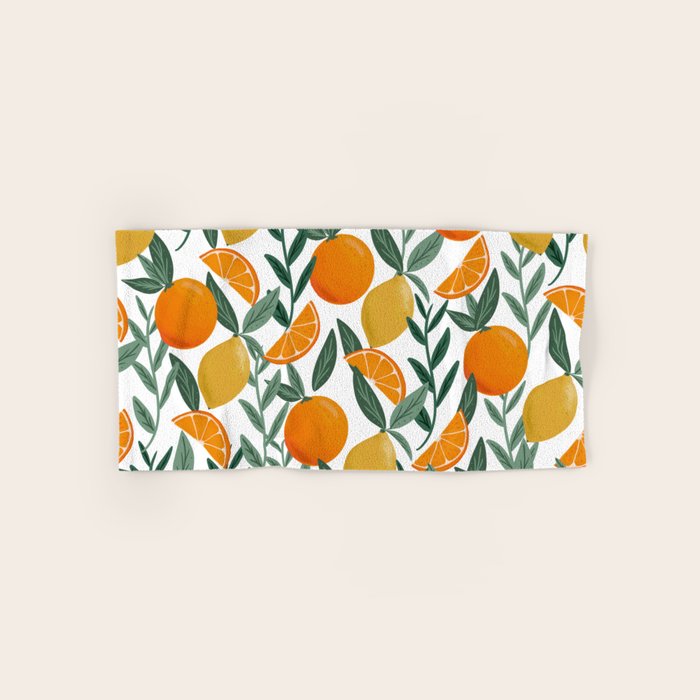 Citrus Fruit Pattern Lemons Oranges Botanical Design Bath Towel Gallery Image 1