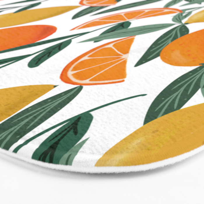 Citrus Fruit Pattern Lemons Oranges Botanical Design Bath Mat Gallery Image 3