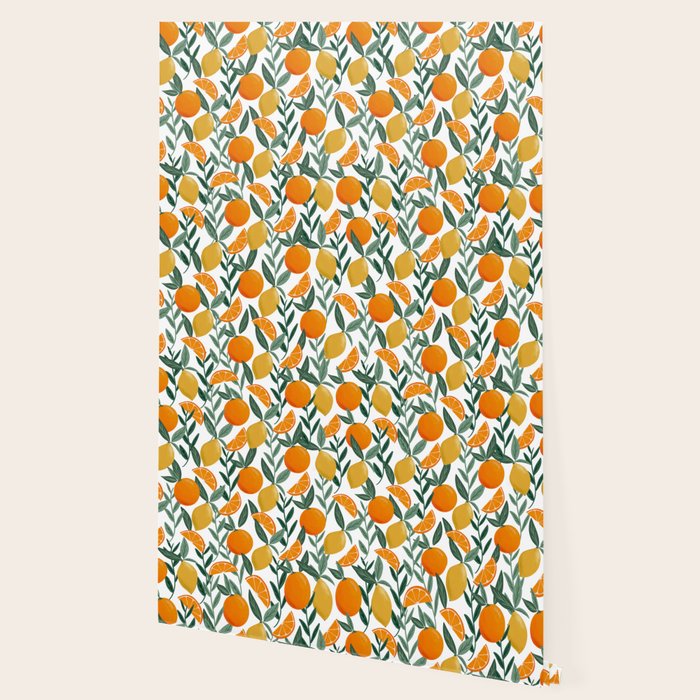 Citrus Fruit Pattern Lemons Oranges Botanical Design Wallpaper Gallery Image 2
