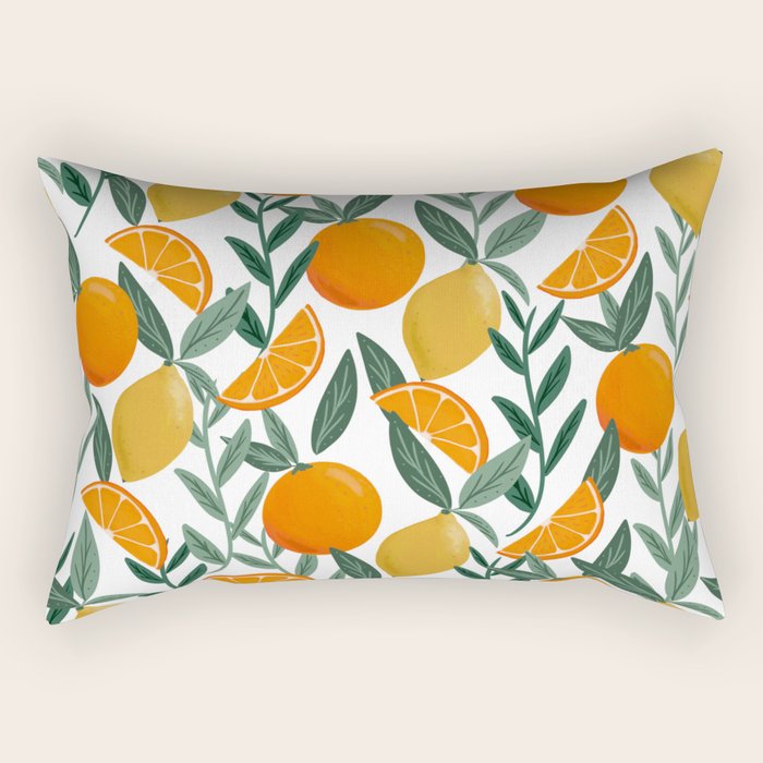 Citrus Fruit Pattern Lemons Oranges Botanical Design Rectangular Pillow Gallery Image 1