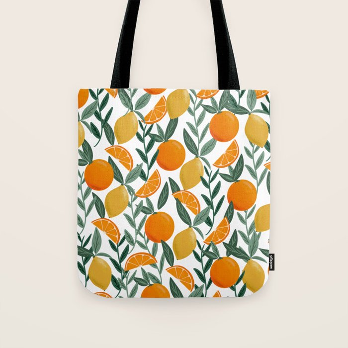 Citrus Fruit Pattern Lemons Oranges Botanical Design Tote Bag Gallery Image 1