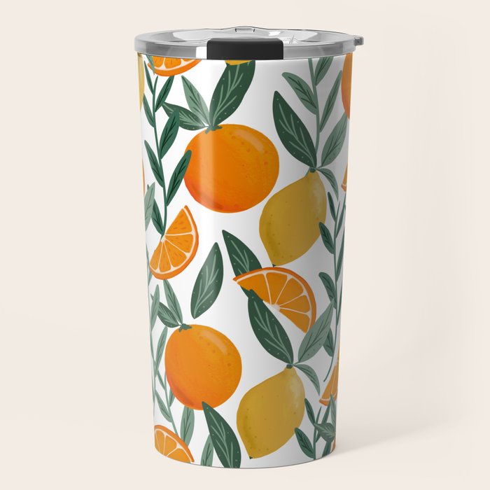 Citrus Fruit Pattern Lemons Oranges Botanical Design Travel Mug Gallery Image 1