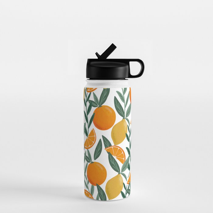 Citrus Fruit Pattern Lemons Oranges Botanical Design Water Bottle Gallery Image 1