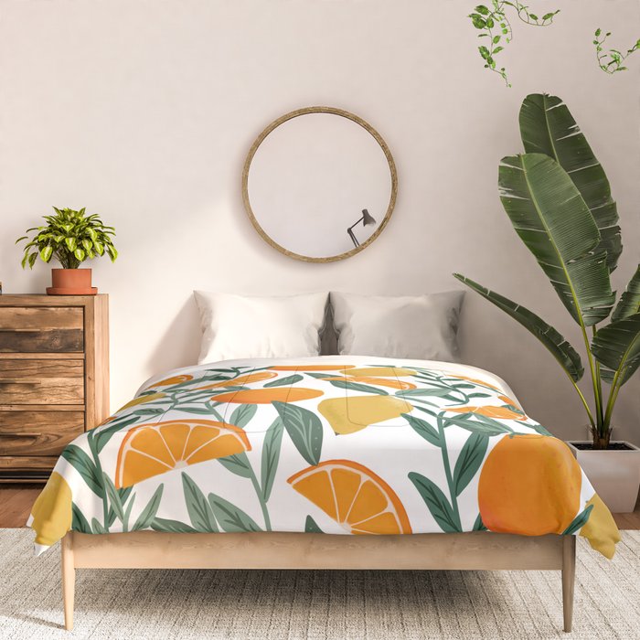 Citrus Fruit Pattern Lemons Oranges Botanical Design Comforter Gallery Image 3