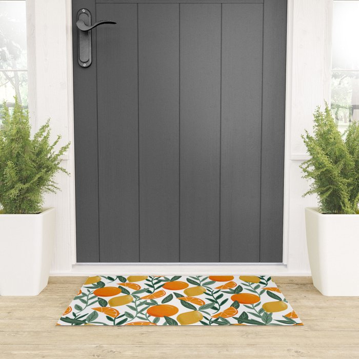 Citrus Fruit Pattern Lemons Oranges Botanical Design Welcome Mat Gallery Image 3