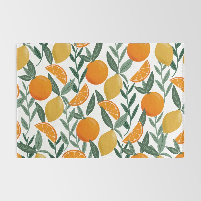 Citrus Fruit Pattern Lemons Oranges Botanical Design Rug Gallery Image 2