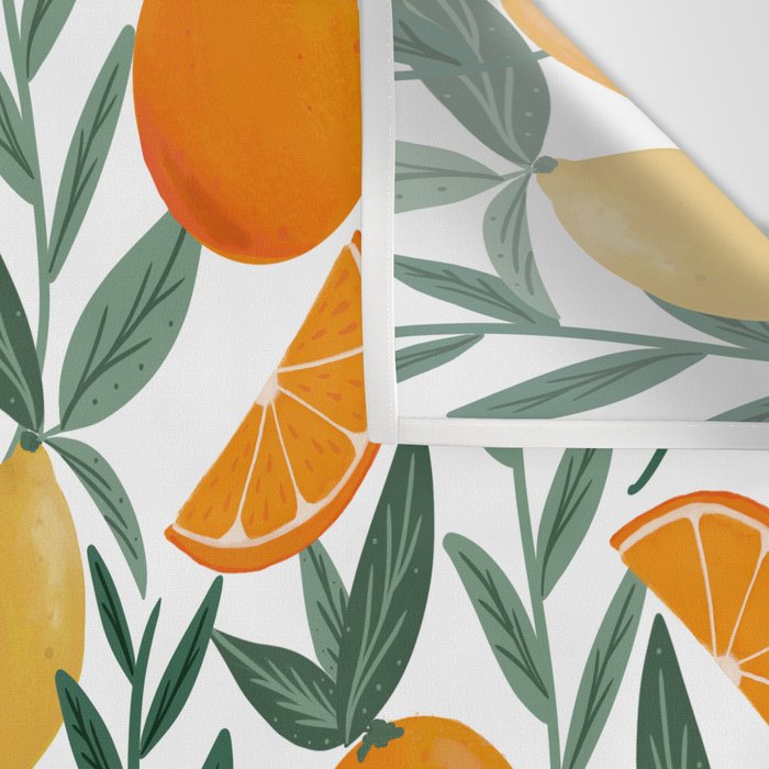 Citrus Fruit Pattern Lemons Oranges Botanical Design Wall Tapestry Gallery Image 3