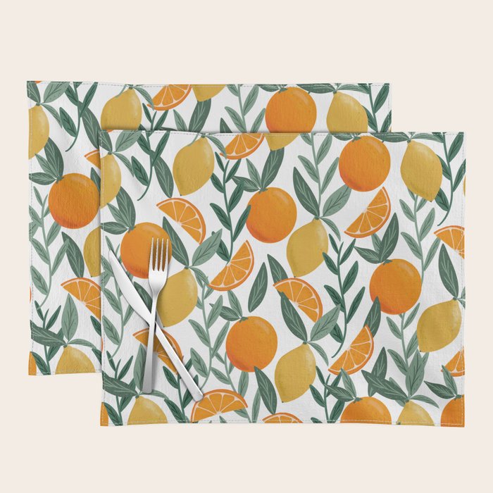 Citrus Fruit Pattern Lemons Oranges Botanical Design Placemat Gallery Image 1